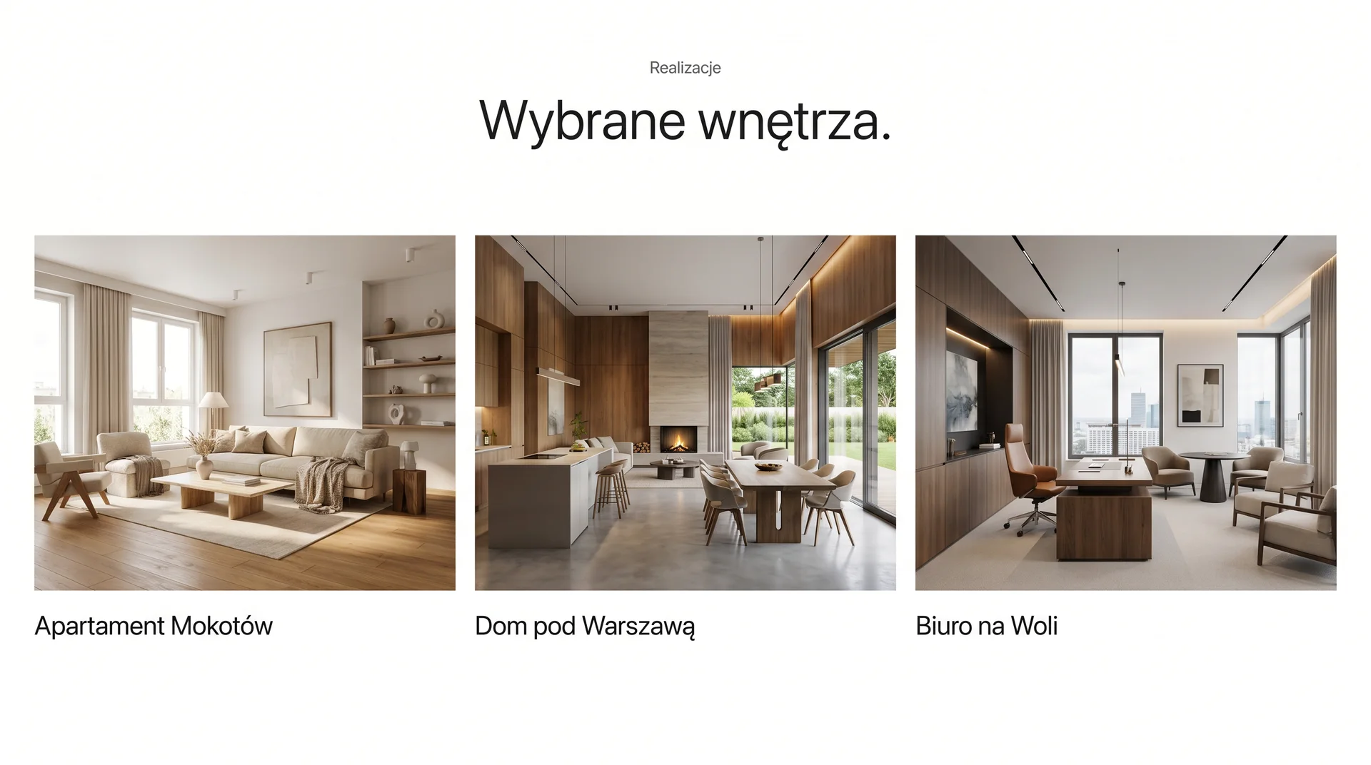 Atelier Forma — sekcja realizacji: apartament, dom, biuro