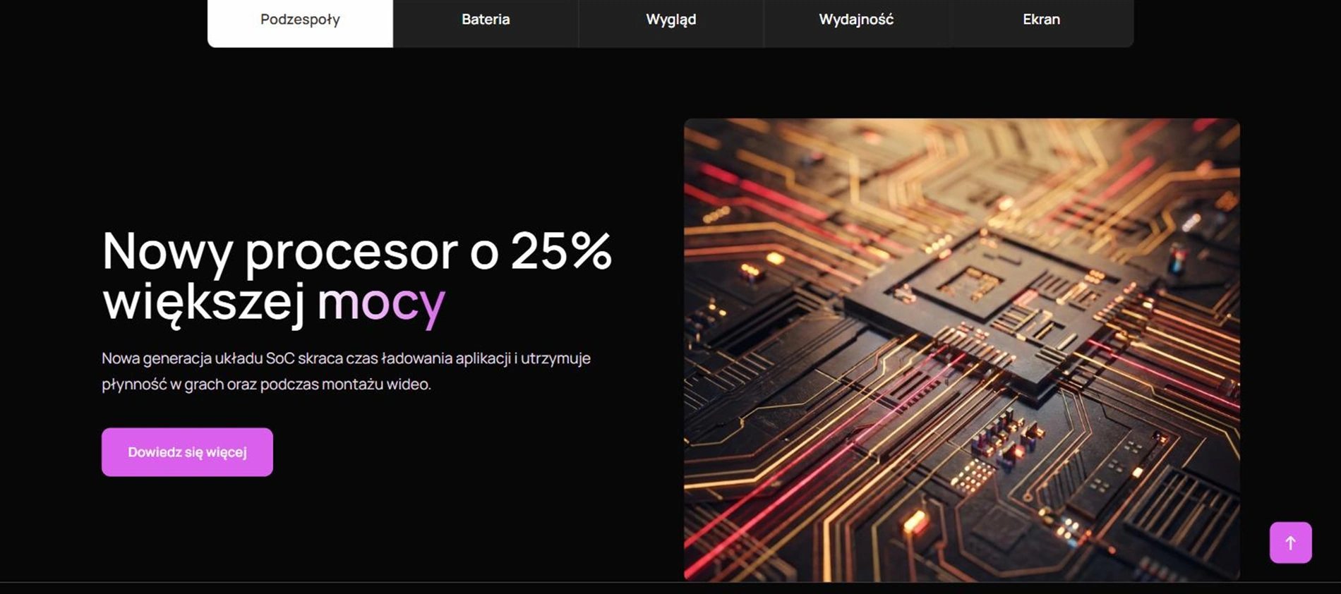 InovaStore - zakładka podzespołów z nowym procesorem i płytą główną
