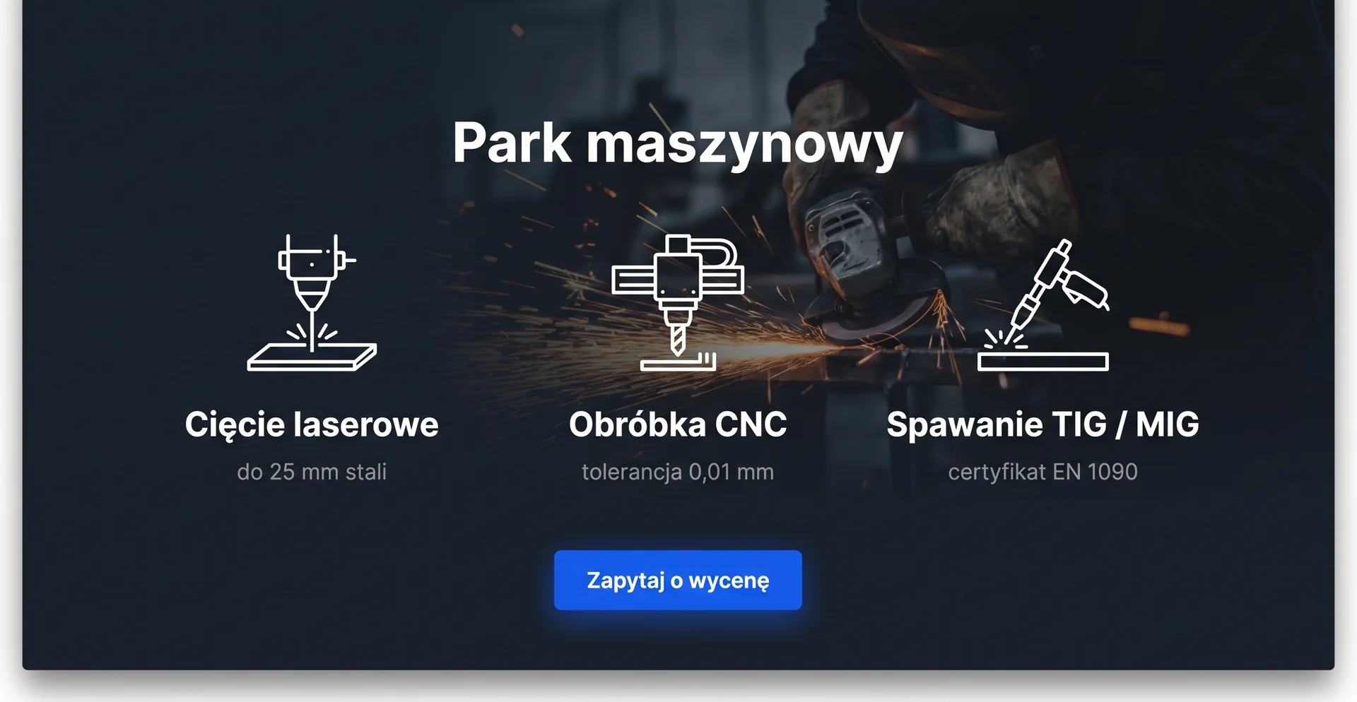 MetalCraft — sekcja parku maszynowego: laser, CNC, spawanie