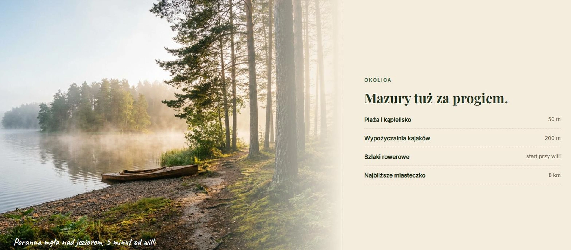 Willa Sosnowa - okolica: poranna mgła nad jeziorem i lista atrakcji w pobliżu